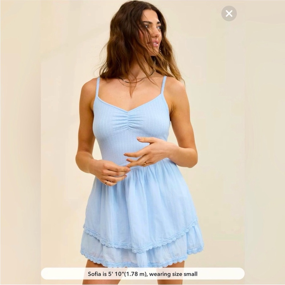 NWT Aerie Light Blue Sleeveless Dress Sz L new